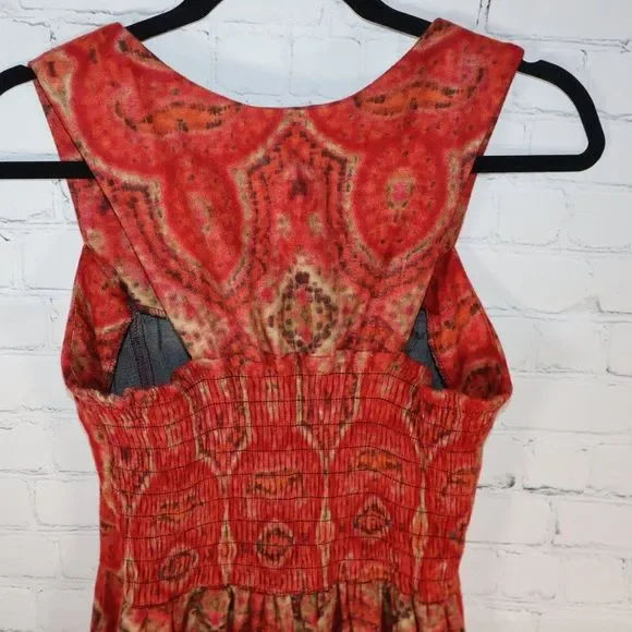 Urban Renewal Outfitters Orange/Multi-Color Short Sleeve Dress Women's Size L - Picture 4 of 6